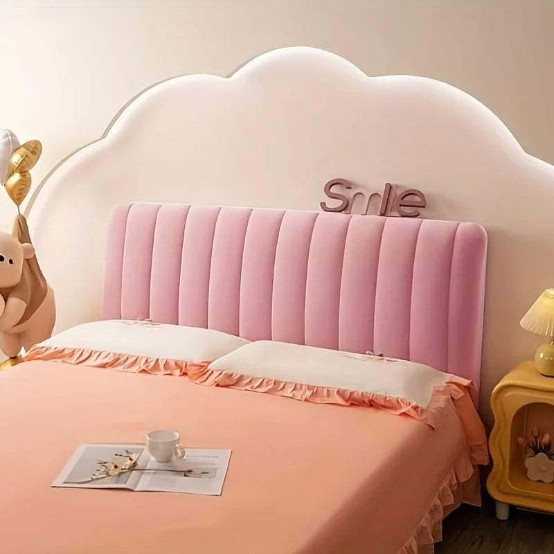 Anyhouz Headboard Cover Pink Short Plush Super Soft Smooth Quilted Velvet Bed Back Dust Protector Cover 130x70cm-Bed Headboard-PEROZ Accessories