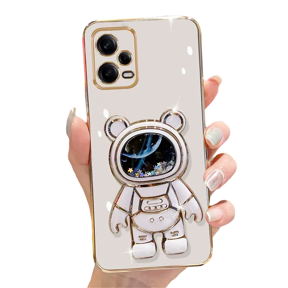 Anymob Xiaomi Redmi Case White Space Quicksand Bear Phone Bracket Plating Cover Protection-Mobile Phone Cases-PEROZ Accessories