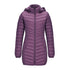 Anychic Womens Padded Puffer Jacket Large Purple Ultralightweight Long Parka With Detachable Hood Outdoor Warm Clothes-Coats & Jackets-PEROZ Accessories