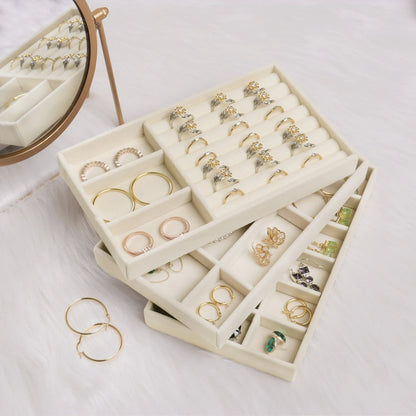 Anyhouz Jewelry Storage Beige Design F Display Tray Drawer Storage Jewellery Holder For Ring Earrings Necklace Bracelet-Jewellery Holders &amp; Organisers-PEROZ Accessories