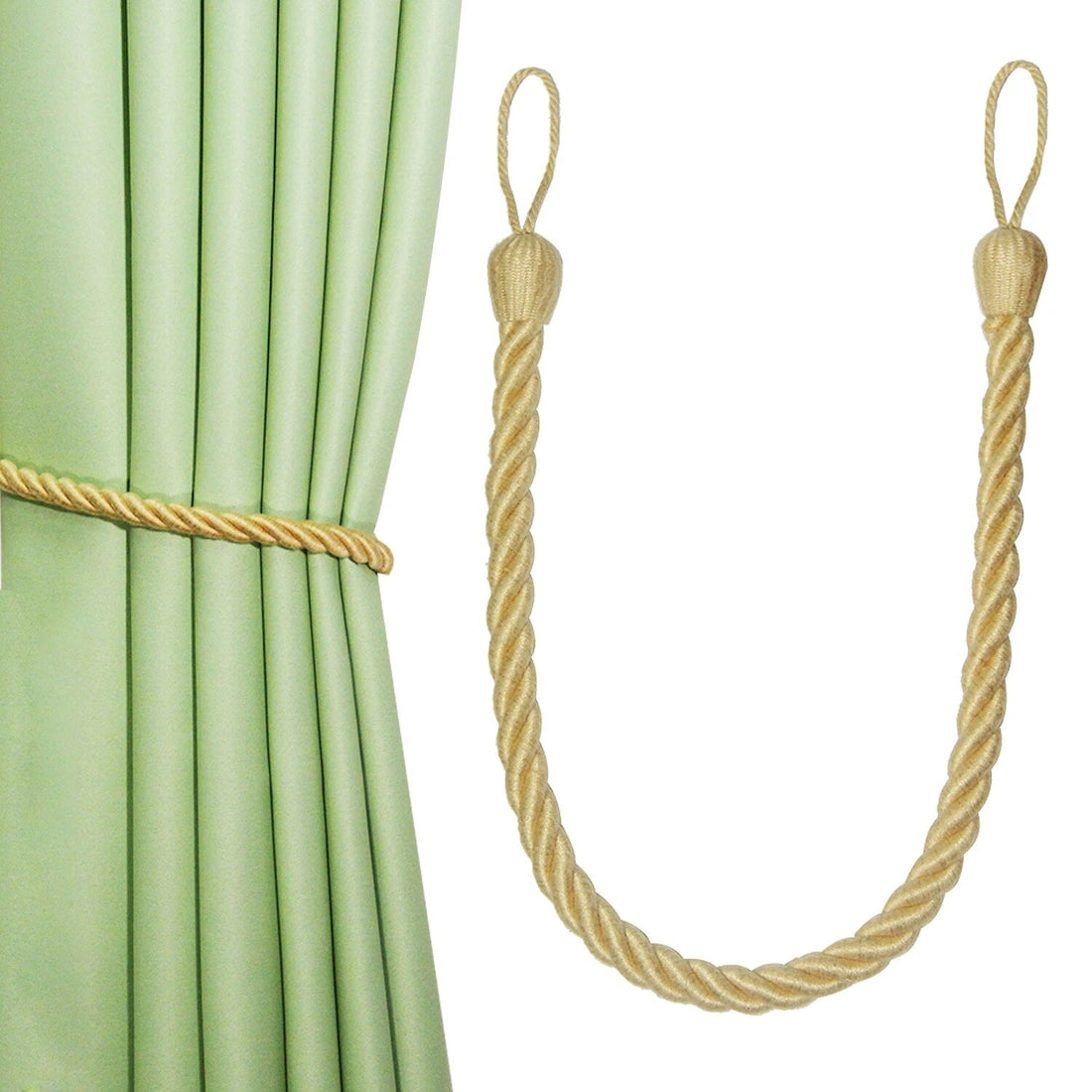 Anyhouz Curtain Tie Gold Braid Curtain Ropes Holder Tiebacks Room Accessories Hanging Rope Curtains Decoration-Curtain Tie-PEROZ Accessories