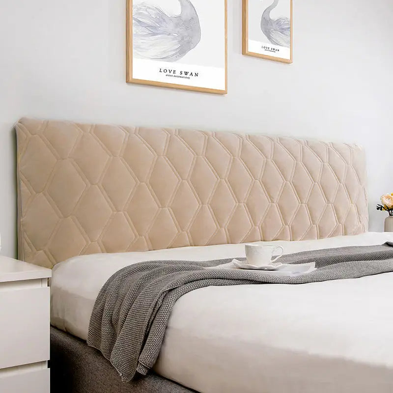 Anyhouz Headboard Cover Khaki Zigzag Pattern Super Soft Smooth Quilted Velvet Bed Back Dust Protector Cover 160x70cm-Bed Headboard-PEROZ Accessories