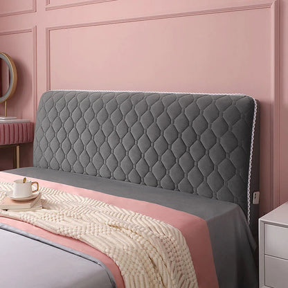 Anyhouz Headboard Cover Dark Gray Diamond Pattern Super Soft Smooth Quilted Velvet Bed Back Dust Protector Cover 200x70cm-Bed Headboard-PEROZ Accessories