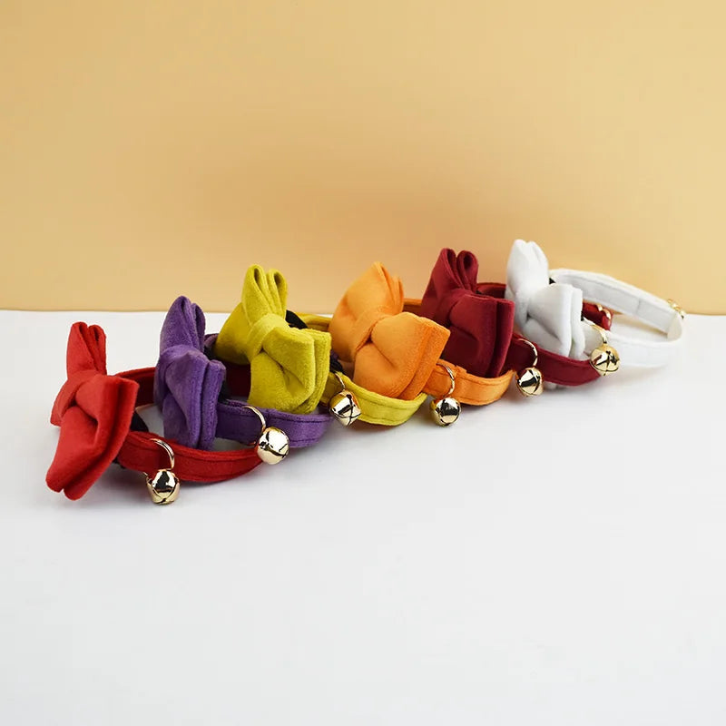 AnyWags Cat Collar Mustard Yellow Small Bow with Safety Buckle, Bell, and Durable Strap Stylish and Comfortable Pet Accessory-Cat Supplies-PEROZ Accessories
