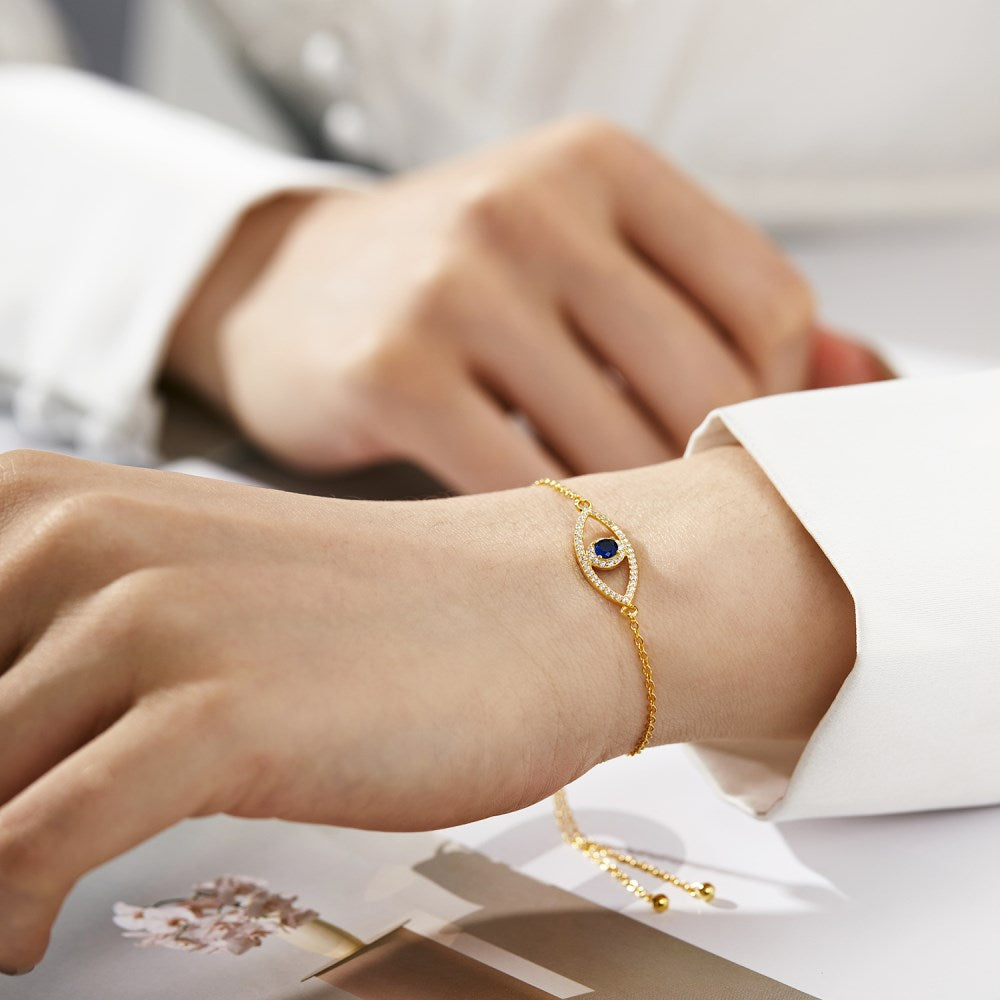 Anyco Bracelet High Quality Charm Eye Gold Platted Jewelry Cubic Zircon Adjustable Bracelet Women-Bracelets-PEROZ Accessories