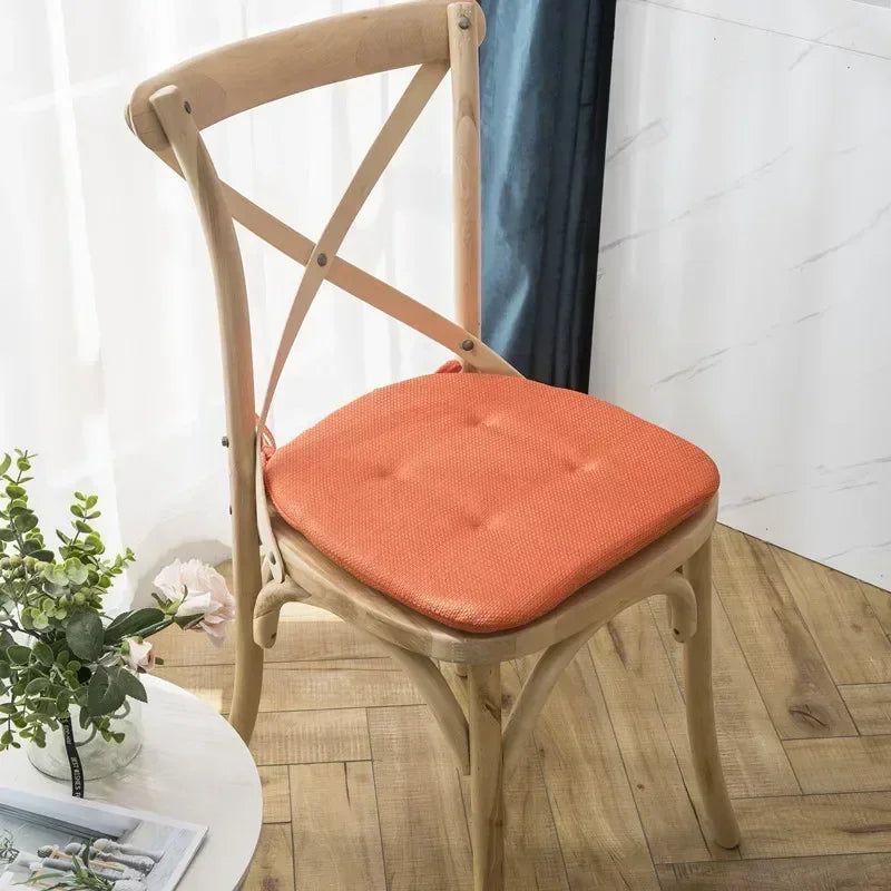 Anyhouz Chair Cushion with Straps Orange Seat Pad Mat for Dining Room and Outdoor Garden-Pillow-PEROZ Accessories