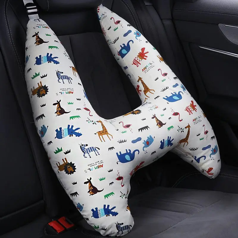 Anypack Car Travel Pillow UShape Tiny Zoo Animal Pattern Children Travel Pillow Cushion for Car Seat, Safety Neck Pillow for Kids-Neck Pillow-PEROZ Accessories