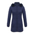 Anychic Womens Padded Puffer Jacket Large Navy Blue Ultralight Casual Coats With Fur Hooded Warm Lightweight Outerwear-Coats & Jackets-PEROZ Accessories