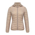 Anychic Womens Padded Puffer Jacket Medium Beige Solid Lightweight Warm Outdoor Parka Clothing With Detachable Hood-Coats & Jackets-PEROZ Accessories