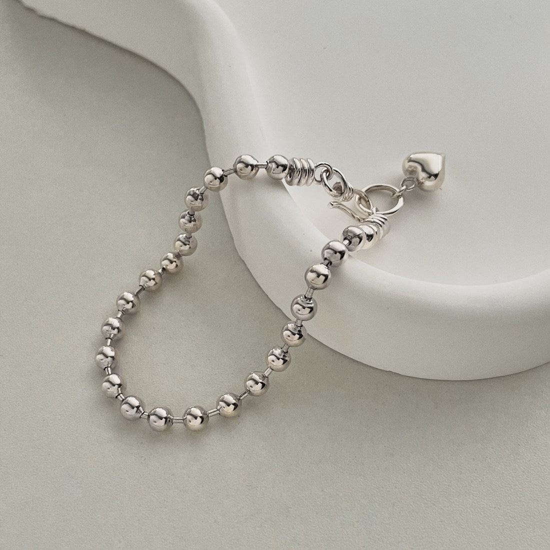 Anyco Bracelet S925 Sterling Silver Jewelry Heart Bracelet Personality Bead Chain Charm Couple Bracelets For Women Men-Bracelets-PEROZ Accessories