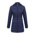 Anychic Womens Padded Puffer Jacket Large Navy Blue Ultralightweight Ultralight Coat With Detachable Hood Lightweight Outwear Clothing-Coats & Jackets-PEROZ Accessories