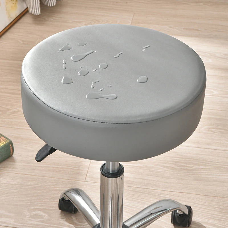 Anyhoux Barstool Cushion Cover Grey Elastic Bands Slipcover for Swivel Chair Barstool Washable PU Leather Cushion Cover-Chair Cover-PEROZ Accessories