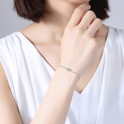 Anyco Bracelet High Quality Luxury Women Real 925 Sterling Silver Bracelet Blue Eye Stone Link Bracelets Bangles For Women-Bracelets-PEROZ Accessories