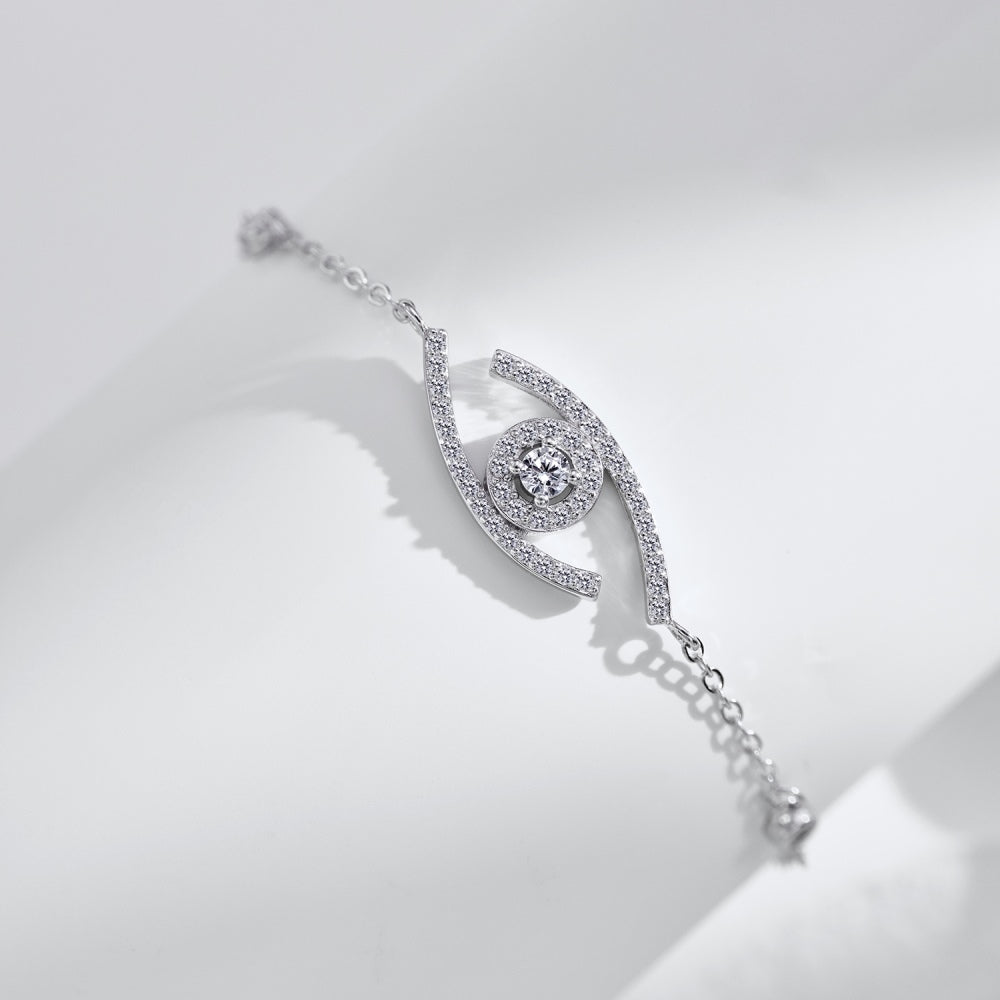 Anyco Bracelet Silver Geometric Polished Eye Diamond Ajustable Bracelet Custom Devil Eye Bracelets For Women-Bracelets-PEROZ Accessories