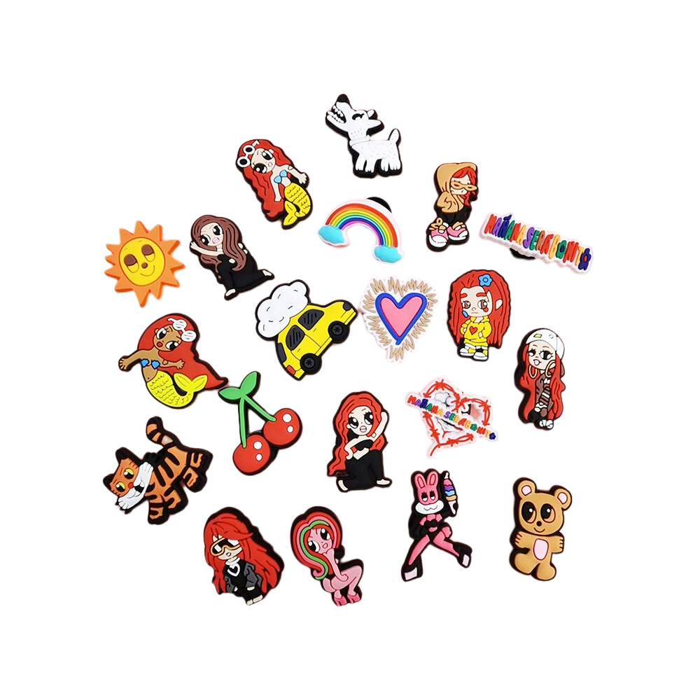 Anykidz 20pcs Random Color Cartoon Shoe Charm Accessories Jeans Clogs Pendants Designer Ornament Jibbitz for Crocs-Shoe Charms-PEROZ Accessories