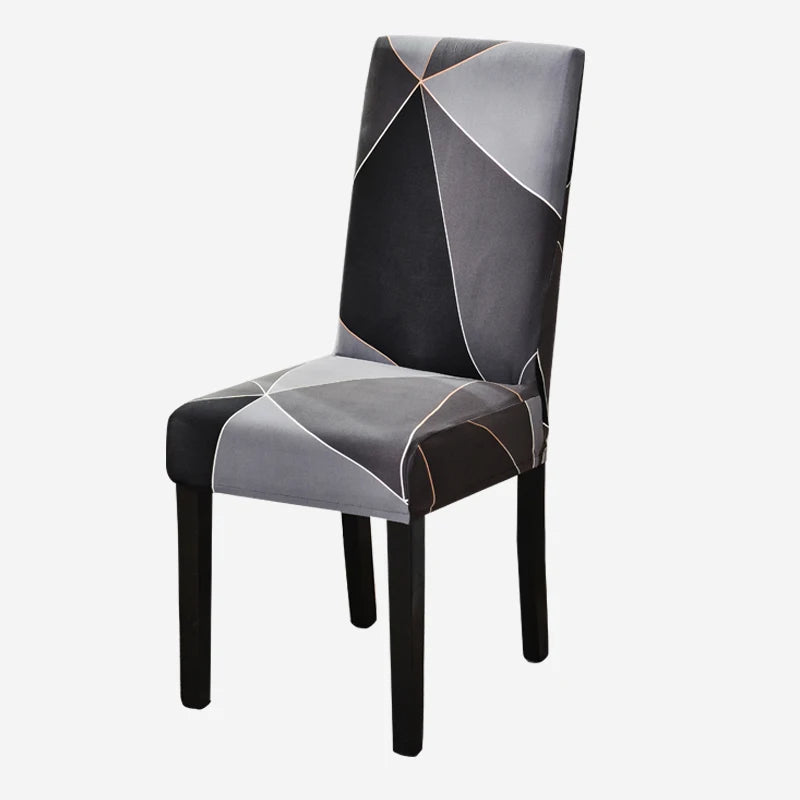Anyhouz Chair Cover Dark Grey Triangle Pattern Design with Anti-Dirt and Elastic Material for Dining Room Kitchen Wedding Hotel Banquet Restaurant-Chair Cover-PEROZ Accessories