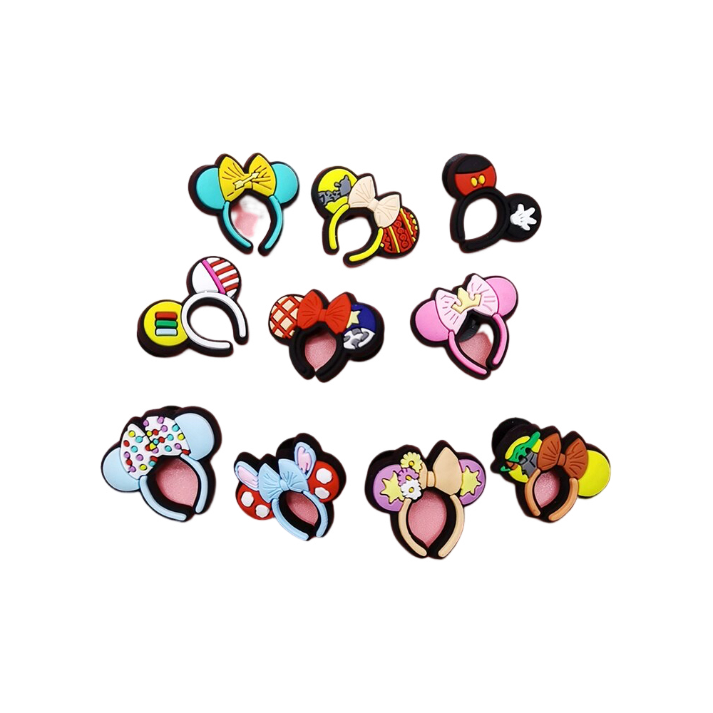 Anykidz 10pcs Random Color Hair Band Shoe Charm Accessories Jeans Clogs Pendants Designer Ornament Jibbitz For Crocs-Shoe Charms-PEROZ Accessories