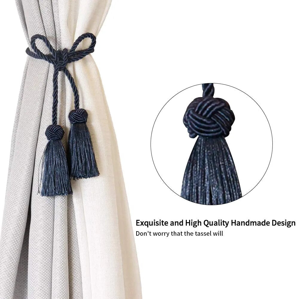 Anyhouz Curtain Tie Charcoal Tassel Curtain Gold Tiebacks for Curtains Rope Holder Accessories-Curtain Tie-PEROZ Accessories