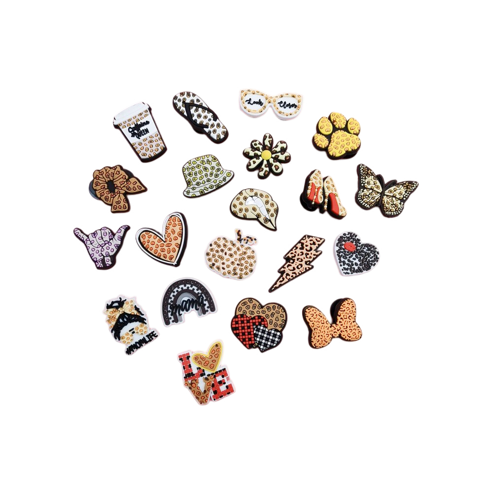 Anykidz 20pcs Random Color Tiger Design Shoe Charm Accessories Jeans Clogs Pendants Designer Ornament Jibbitz for Crocs-Shoe Charms-PEROZ Accessories