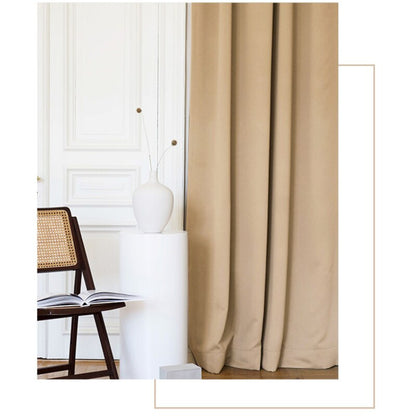 Anyhouz 500cm Khaki High Quality Modern Wool Velvet Blackout Curtains for Living Room Bedroom Dining Luxury Window Drape-Curtains &amp; Drapes-PEROZ Accessories