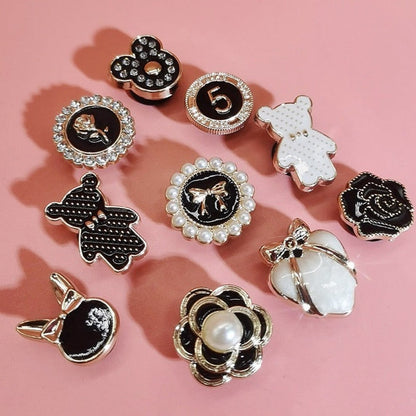 Anykidz 10pcs Random Color Resin Rhinestone Shoe Charm Accessories Jeans Clogs Pendants Designer Ornament Jibbitz for Crocs-Shoe Charms-PEROZ Accessories