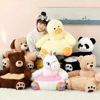 Anykidz Sofa Rabbit Skin/ Cover Only No Filling Inside Animal Shape Stuffed Soft Sofa Seat Cushion Room Decor for Kids-Kids Sofa-PEROZ Accessories