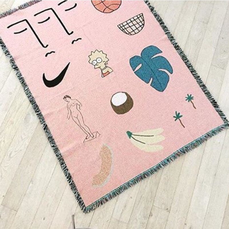Anyhouz Pink Blanket Hawaiian Tapestry Leisure Blanket Home Decorative Sofa Cover Outdoor Picnic Camping Mat 130*160cm-Blankets-PEROZ Accessories