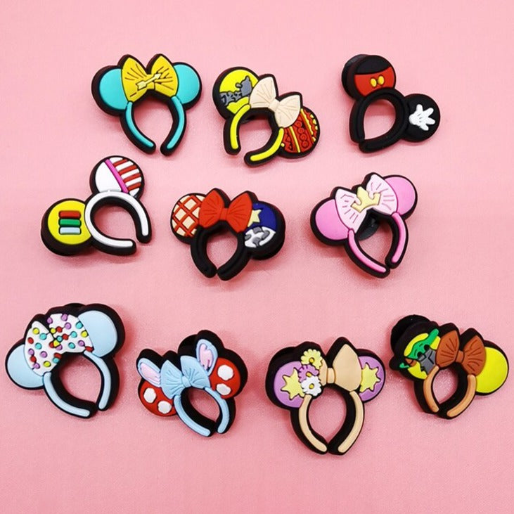 Anykidz 10pcs Random Color Hair Band Shoe Charm Accessories Jeans Clogs Pendants Designer Ornament Jibbitz For Crocs-Shoe Charms-PEROZ Accessories