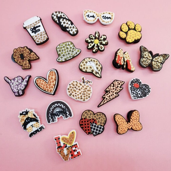 Anykidz 20pcs Random Color Tiger Design Shoe Charm Accessories Jeans Clogs Pendants Designer Ornament Jibbitz for Crocs-Shoe Charms-PEROZ Accessories