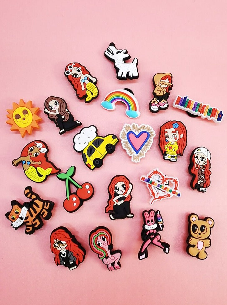 Anykidz 20pcs Random Color Cartoon Shoe Charm Accessories Jeans Clogs Pendants Designer Ornament Jibbitz for Crocs-Shoe Charms-PEROZ Accessories