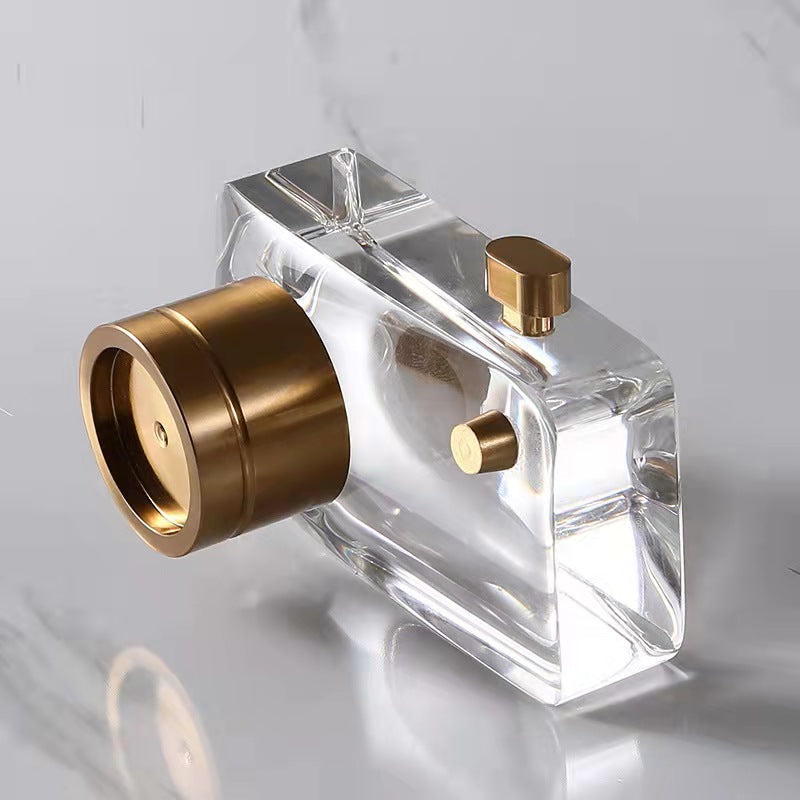 Anyhouz 17cm Crystal Camera Modern Desk Tabletop Home Decor Modern Art Living Room Display House Decorative Crafts Metal Ornaments-Ornaments-PEROZ Accessories