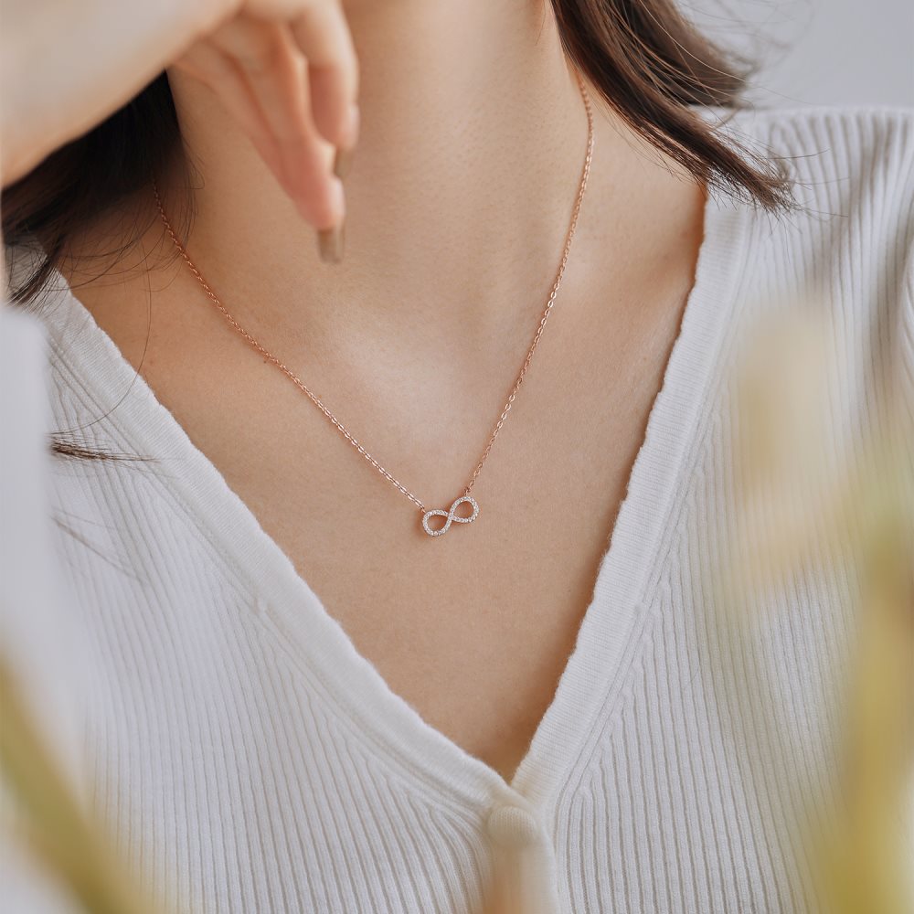 Anyco Necklace Silver Dylam 18K Gold Dainty Infinity Pendants 925 Sterling Silver Necklaces For Women-Necklace-PEROZ Accessories