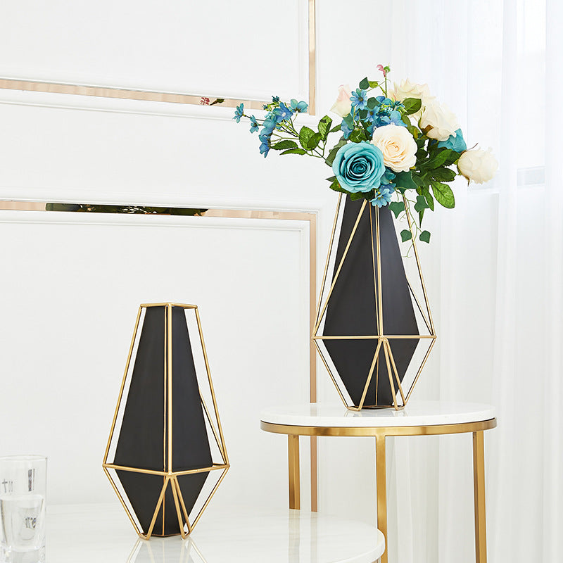 Anyhouz 34cm Gold Black Luxury Tabletop Home Decor Modern Art Living Room Display House Decorative Crafts Metal Ornaments-Ornaments-PEROZ Accessories