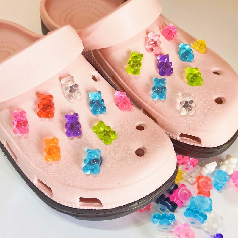 Anykidz 12pcs Assorted Color Bear Shoe Charm Accessories Jeans Clogs Pendants Designer Ornament Jibbitz for Crocs-Shoe Charms-PEROZ Accessories