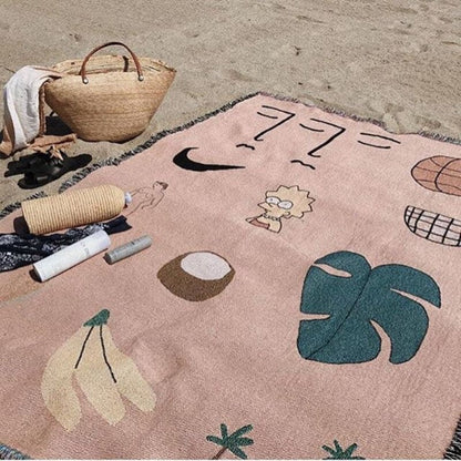 Anyhouz Pink Blanket Hawaiian Tapestry Leisure Blanket Home Decorative Sofa Cover Outdoor Picnic Camping Mat 130*160cm-Blankets-PEROZ Accessories
