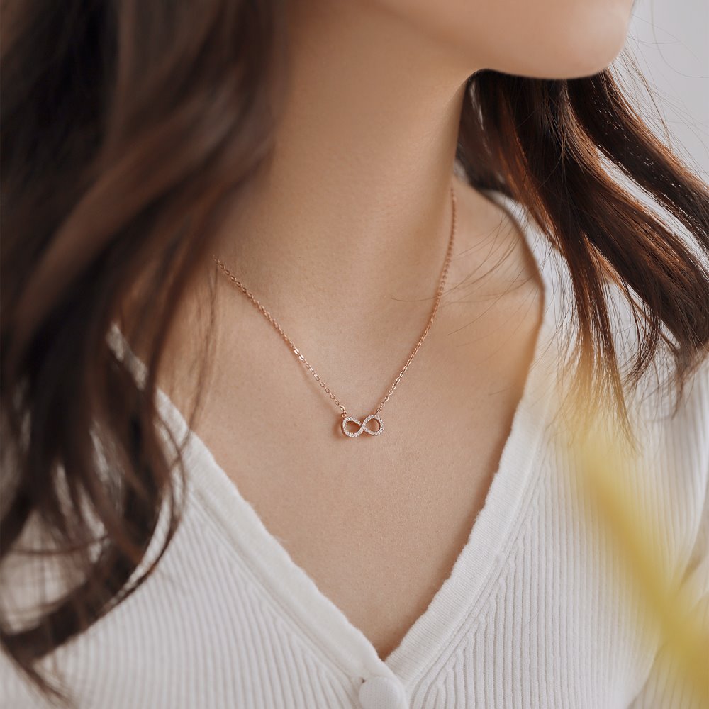Anyco Necklace Silver Dylam 18K Gold Dainty Infinity Pendants 925 Sterling Silver Necklaces For Women-Necklace-PEROZ Accessories