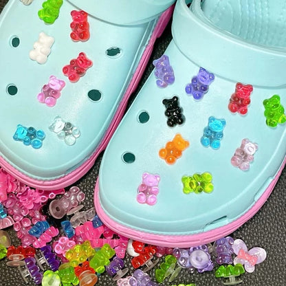 Anykidz 120pcs Assorted Color Bear Shoe Charm Accessories Jeans Clogs Pendants Designer Ornament Jibbitz for Crocs-Shoe Charms-PEROZ Accessories