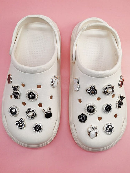 Anykidz 10pcs Random Color Resin Rhinestone Shoe Charm Accessories Jeans Clogs Pendants Designer Ornament Jibbitz for Crocs-Shoe Charms-PEROZ Accessories