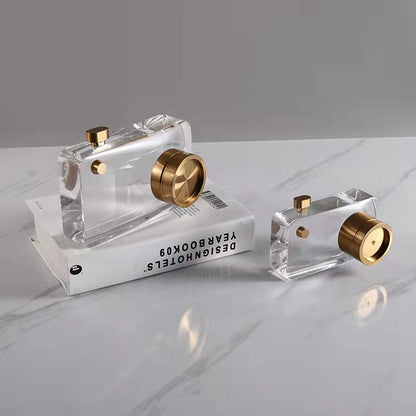 Anyhouz 12cm Crystal Camera Modern Desk Tabletop Home Decor Modern Art Living Room Display House Decorative Crafts Metal Ornaments-Ornaments-PEROZ Accessories