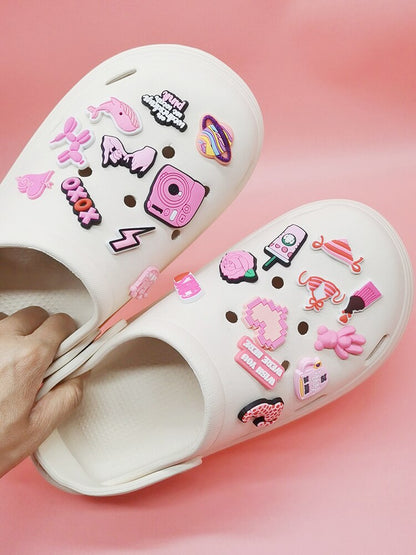 Anykidz 32pcs Random Color Pink Series Shoe Charm Accessories Jeans Clogs Pendants Designer Ornament Jibbitz for Crocs-Shoe Charms-PEROZ Accessories