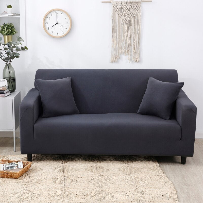 Anyhouz 1 Seater Sofa Cover Plain Dark Grey Style and Protection For Living Room Sofa Chair Elastic Stretchable Slipcover-Slipcovers-PEROZ Accessories