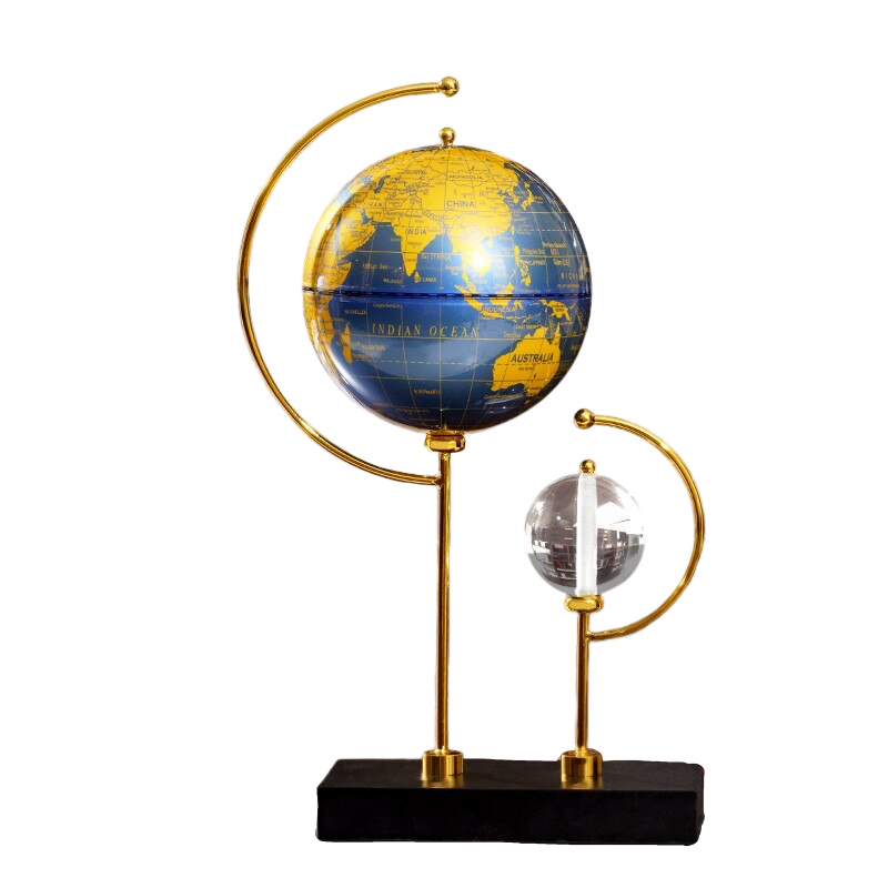 Anyhouz 18*37cm Creative Globe Desktop Ornaments Tabletop Home Decor Modern Art Living Room Display House Decorative Crafts Metal Ornaments-Ornaments-PEROZ Accessories
