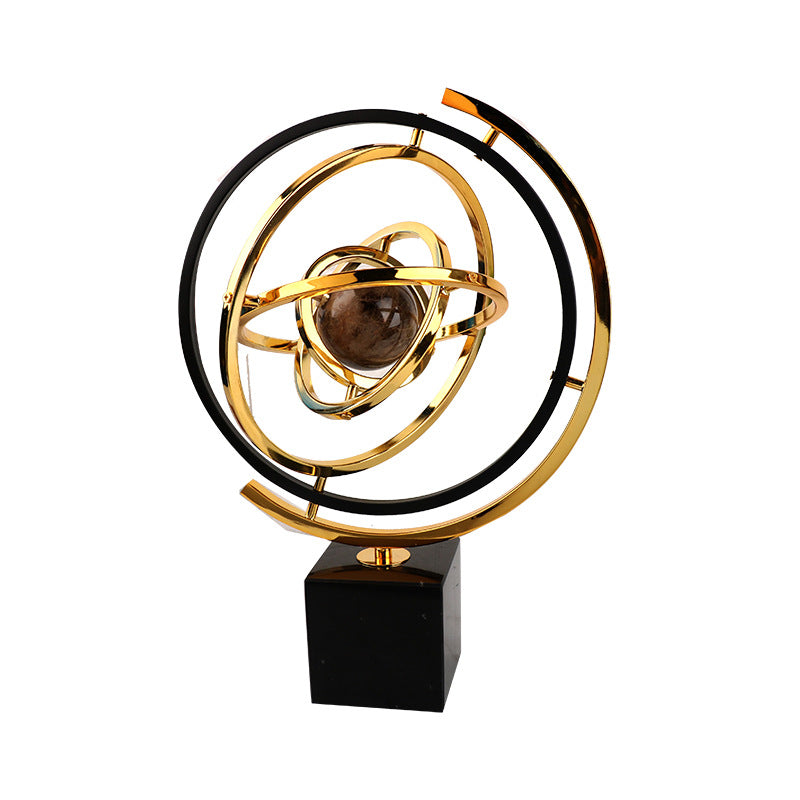 Anyhouz 43cm Metal Globe Tabletop Home Decor Modern Art Living Room Display House Decorative Crafts Metal Ornaments with Marble Base-Tabletop Decor-PEROZ Accessories