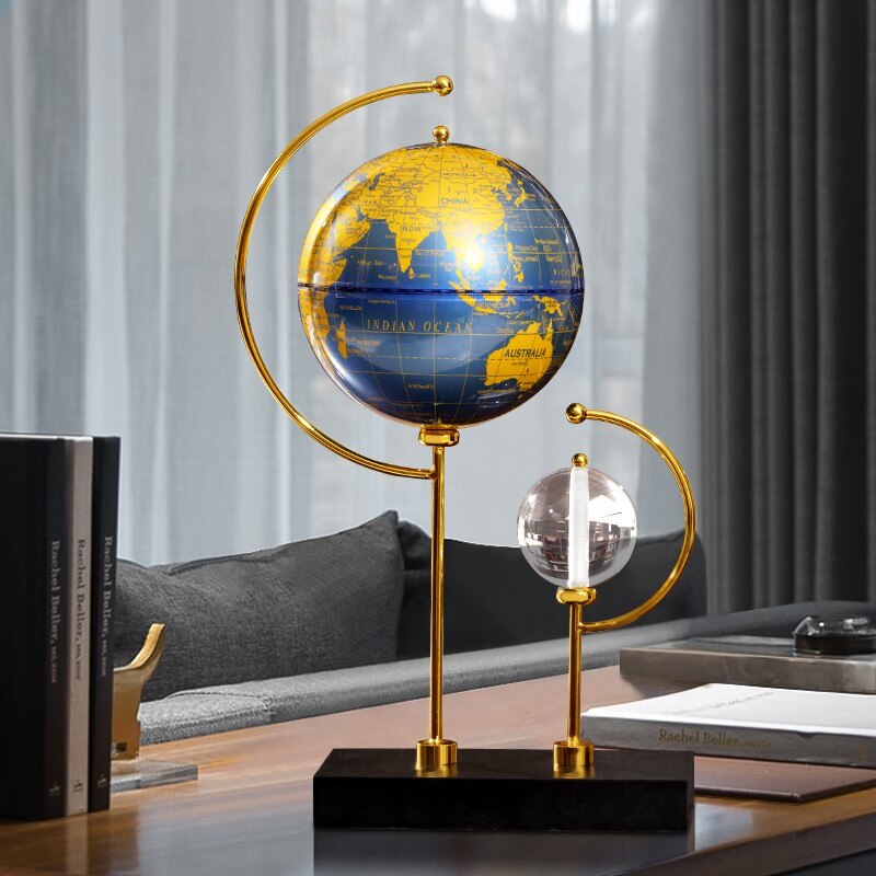 Anyhouz 18*37cm Creative Globe Desktop Ornaments Tabletop Home Decor Modern Art Living Room Display House Decorative Crafts Metal Ornaments-Ornaments-PEROZ Accessories