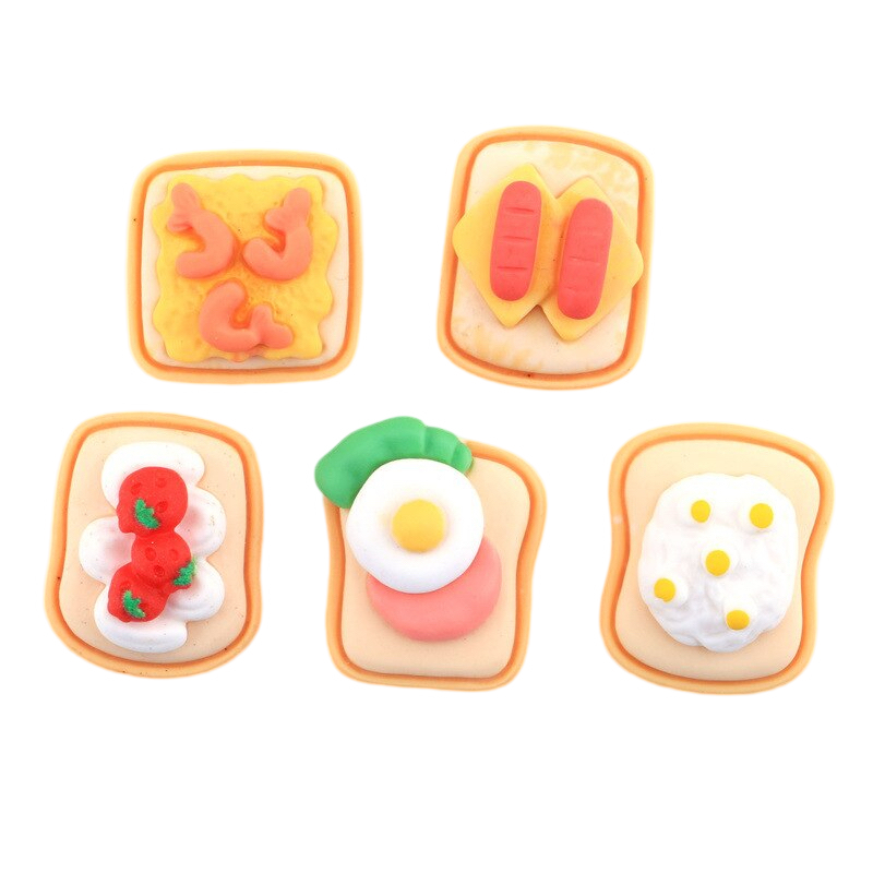 Anykidz 5pcs Breakfast Toast Design Shoe Charm Accessories Jeans Clogs Pendant Pin Designer Ornament Jibbitz for Crocs-Shoe Charms-PEROZ Accessories