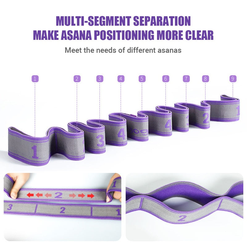 Anyfit Yoga Band Stretcher White and Neon Purple Strap Resistance Belt Pilates Exercise Stretcher Fitness Tool-Exercise &amp; Fitness-PEROZ Accessories