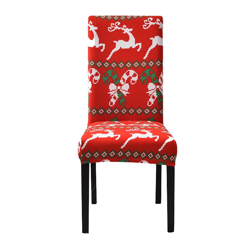 Anyhouz Chair Cover Red Knitting Xmas Design with Anti-Dirt and Elastic Material for Dining Room Kitchen Wedding Hotel Banquet Restaurant-Chair Cover-PEROZ Accessories