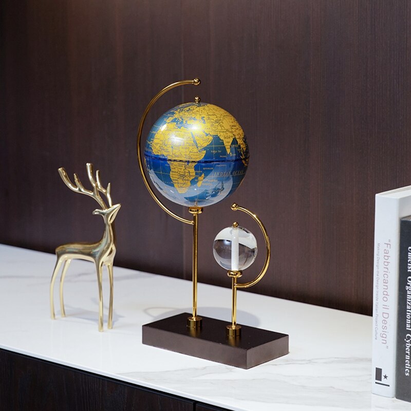 Anyhouz 18*37cm Creative Globe Desktop Ornaments Tabletop Home Decor Modern Art Living Room Display House Decorative Crafts Metal Ornaments-Ornaments-PEROZ Accessories