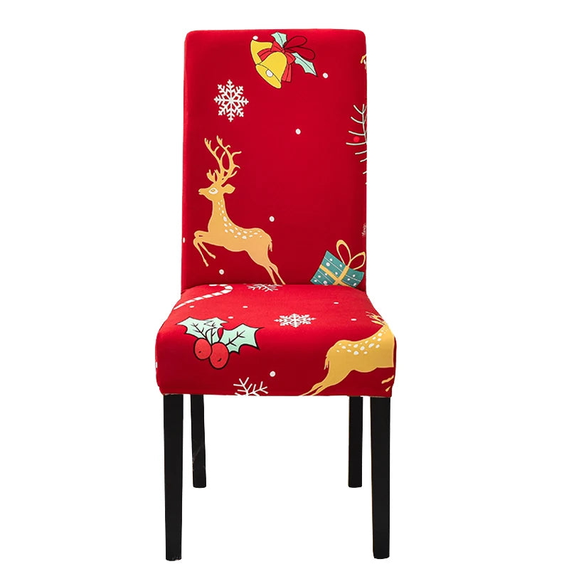 Anyhouz Chair Cover Red Gold Big Deer Design with Anti-Dirt and Elastic Material for Dining Room Kitchen Wedding Hotel Banquet Restaurant-Chair Cover-PEROZ Accessories