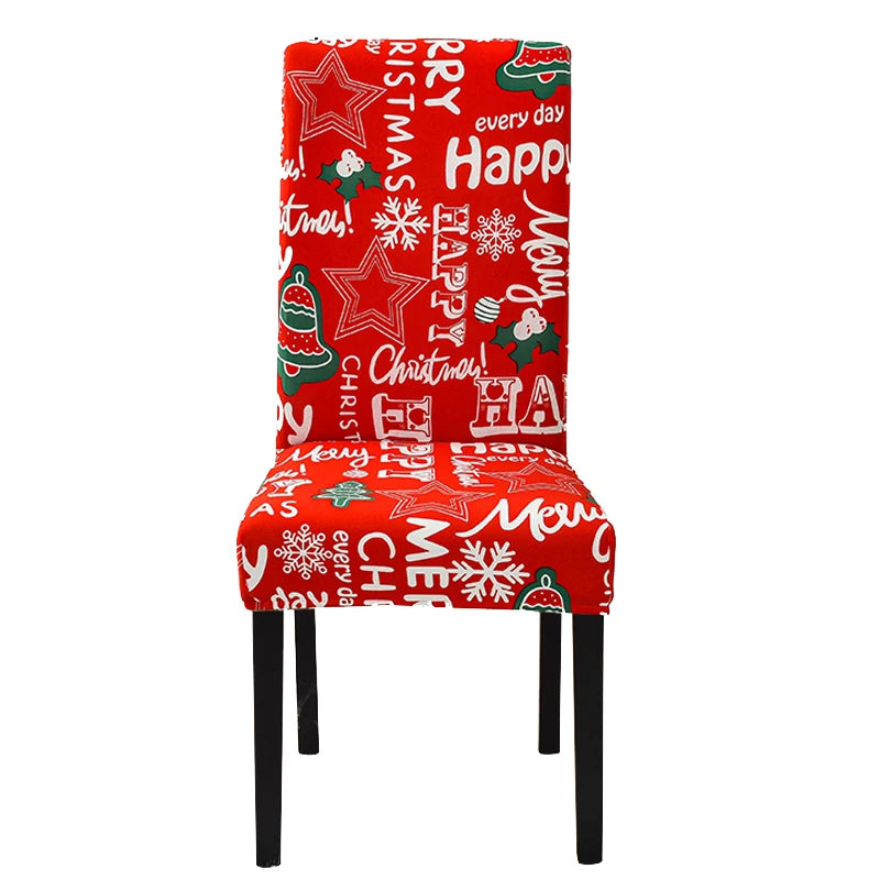 Anyhouz Chair Cover Red Happy Christmas Design with Anti-Dirt and Elastic Material for Dining Room Kitchen Wedding Hotel Banquet Restaurant-Chair Cover-PEROZ Accessories